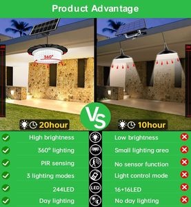 ไฟโซลาร์ LED แบบแขวน 244 ดวง 5 โหมดปรับได้ ใช้ได้ทั้งภายนอกและภายในอาคาร  แบตเตอรี่ 4400mAh เหมาะสำหรับตกแต่งสวนและศาลา - Product Image 6