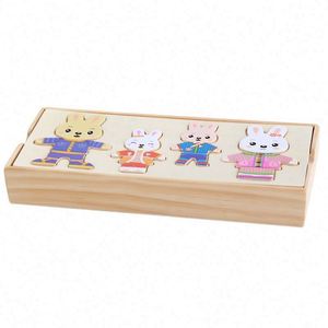 Rompecabezas de Madera Montessori para Niños Pequeños, Diseño de Conejos Disfrazados, Novedad de Fabricante Mayorista - Product Image 5