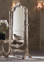 Lit à baldaquin capitonné antique de style français royal impérial, fait main, avec feuillage argenté rococo, pour mobilier de chambre principale et usage scolaire
