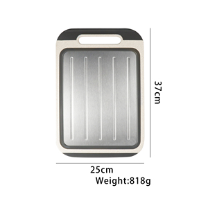 Planche à découper 3-en-1 en paille de blé, plastique et aluminium, résistante au lave-vaisselle, réutilisable, pour la découpe de viande et la décongélation rapide, pour la cuisine - Product Image 6