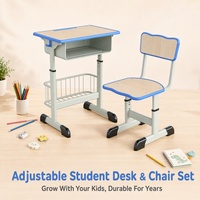 Chaise d'étudiant réglable avec panier porte-documents sous le bureau pour les salles de classe, design moderne, ensemble bureau et chaise scolaire en métal