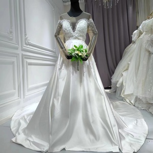 S2814R New Style Temperament Heavy Lace Pearl Gorgeous High Quality fairy Bridal Wedding Dress - Product Image 1