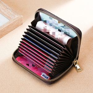 Multi Slot Card Holder Vintage <b>Small</b> <b>Wallet</b> Women Men Business Bank Credit Card Bag Male Coin Pouch Solid Leather Zipper <b>Wallet</b> - Product Image 5