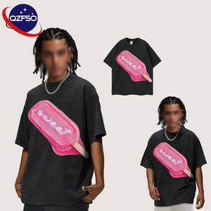 QZFSO personalizado DTG estampado Boxy algodón gráfico camiseta recortada de alta calidad hombres personalizado peso pesado camiseta de gran tamaño - Product Image 1