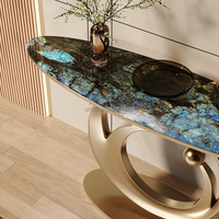 Table console d'entrée de luxe léger au design artistique stable, avec plateau en marbre et structure métallique, modèle BTCT006, pour la maison ou l'hôtel