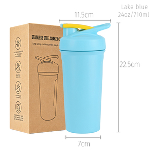 Bouteille shaker en acier inoxydable avec poignée ergonomique et anse de transport, pour boissons protéinées glacées d'été, tasse isotherme, vente en gros OEM ODM - Product Image 4