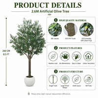 Arbre d'olivier artificiel hyper-réaliste 260 cm, emballage KD, direct usine, ignifuge, anti-UV, pour anniversaire et aménagement paysager