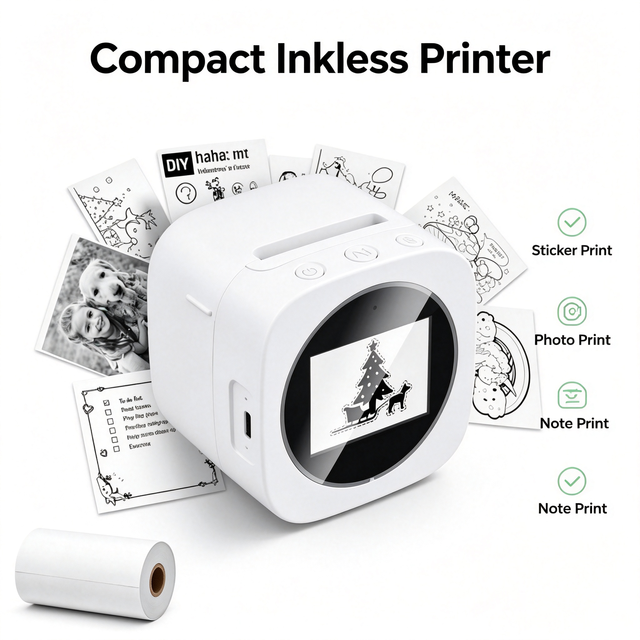 Kids Educational Inkless Pocket Thermal Printer Portable Wireless Mini Printer for Children DIY Drawing Sticker Journal Gifts