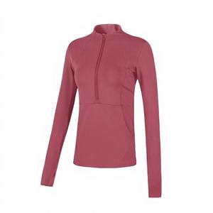 Chaqueta Deportiva Elástica y Transpirable para Mujer, Cuello Alto con Cierre, Manga Larga, Corte Regular, para Yoga, Otoño e Invierno, para Correr y Entrenar - Product Image 1