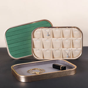 Bandeja Organizadora de Joyería Moderna Jinsky, de Metal Gris con Forro de Terciopelo, para Anillos, Collares, Pendientes y Colgantes - Product Image 5