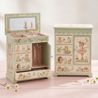 Boîte à musique animaux de la forêt, boîte à musique ballerine, organisateur pour enfants avec miroir, tiroir de rangement, collier, carrousel, vente en gros