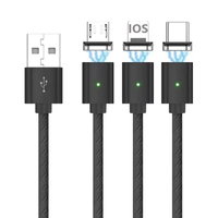 Benutzer definiertes Logo Multi Hochwertiges Auto Schnelles tragbares Handy Aufladen Magnetisches 3 in1 Typ C Android Micro Data USB-Ladekabel
