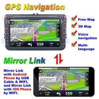 Radio Multimedia 2 Din Quad Core 1.3GHZ GPS Navigasi WIFI BT Mirror Link 8 Inch VW Android Car Player