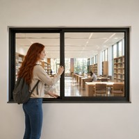 Ventana Corredera de Aleación de Grado Industrial, Económica, de Fácil Instalación, Ligera, para Ventilación de Espacios, con Apertura Sencilla