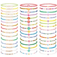 Bracelet d'amitié élastique de style occidental inspiré des lettres d'amour, en pierres naturelles et verre filé, pour femmes, à porter en superposition