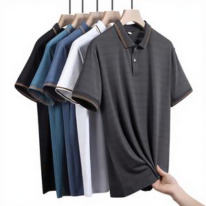 Polo de Alta Calidad y Elasticidad <span class=keywords><strong>para</strong></span> <span class=keywords><strong>Caballero</strong></span>, Camiseta de Manga Corta con Tacto Fresco de Seda de Hielo - Product Image 1