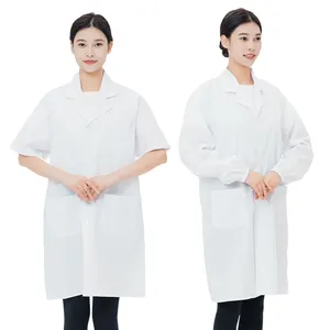 Professionale bianco camice da laboratorio cotone poliestere ospedale uniformi per la scienza medica medici e infermieri