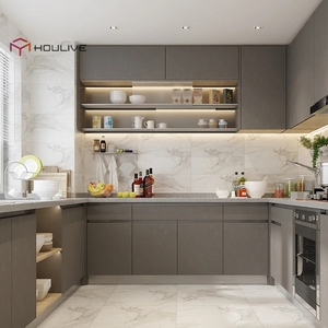 Concetto completo di sala da pranzo 3D vernice eco-friendly modulare in stile moderno armadio da cucina con cassetto cestino e rubinetto - Product Image 6