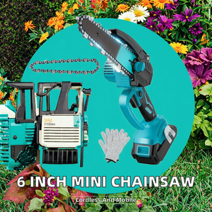 Mini Motosega Elettrica a Batteria da 6 Pollici, 850 Watt, per Potatura con Una Mano, 2 Batterie, Attrezzo da Giardinaggio Portatile - Product Image 2