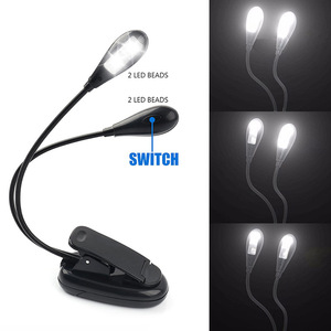 LED Rechargeable <b>Clip</b> On Music Stand Lamp Dual Head Four Lights For Piano Guitar Erhu USB Powered Eye Protection - Product Image 1