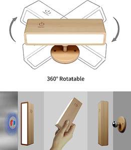 Lámpara de Pared LED de Madera de Haya YiLaie, Control Táctil, Rotación de 360°, Recargable por USB, Inalámbrica, Portátil, Luz Nocturna para Dormitorio, Lámpara de Noche - Product Image 4