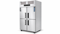 Congélateur vertical commercial 880L à 4 portes en acier inoxydable à refroidissement direct pour cuisine de restaurant