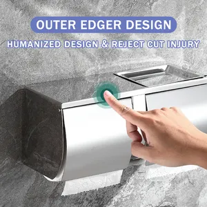 Stainless Steel Toilet Paper Holder Box Paper Roll Dispenser Self Adhesive Paper Holder For Bathroom