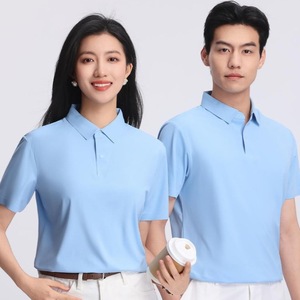 เสื้อโปโลแขนสั้นต้านเชื้อแบคทีเรียไร้รอยต่อ ยูนิเซ็กส์ ชุดทำงานฤดูร้อน สีฟ้า สีขาว สีดำ สีกรมท่า สีแดง สีเบจอ่อน สีเทา - Product Image 1