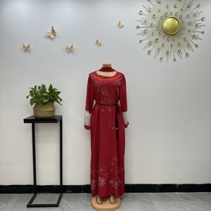 Robe longue ample imprimée pour femme, style musulman élégant et respirant, ornée de strass, collection été 2026 – Vente en gros - Product Image 4