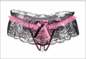 Ondeugende Kanten Jurk Ontwerp Panty Zwart Parel Kruis Slipje String Voor Meisjes - Product Image 6