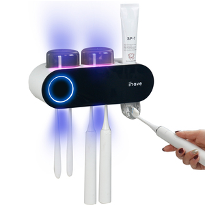 2 copos <span class=keywords><strong>Plastic</strong></span> <span class=keywords><strong>Toothbrush</strong></span> Titular Dispensador Automático Toothpaste Wall Mount UV <span class=keywords><strong>Toothbrush</strong></span> Sanitizer <span class=keywords><strong>Holder</strong></span> Acessórios Do Banheiro - Product Image 5