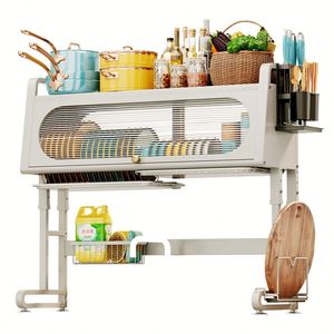 2023 New Carbon Steel Three-Tier Standing Kitchen Sink Storage Rack Cabinet <b>Door</b> Counter Top Dishes Drainage - Product Image 3