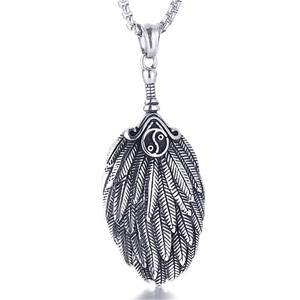 yunnique Feather Pendant Necklace Tibetan Silver Alloy Unisex Jewelry Gift Fashion Retro Style - Product Image 1