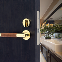 Poignée de porte intérieure de luxe dorée avec poignée décorative pour maison et toilettes publiques, loquet silencieux, serrure de porte à poignée séparée