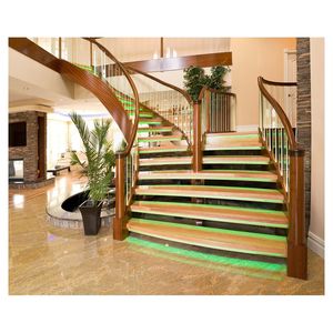 Escaliers incurvés élégants en bois Prima pour entrées de villas de luxe Escaliers incurvés de <span class=keywords><strong>maison</strong></span> de villa de luxe - Product Image 5