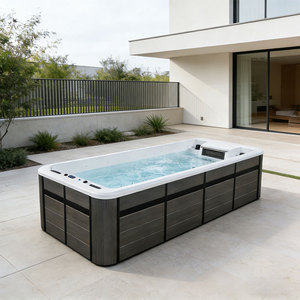 Piscina sobre suelo con sistema de natación contracorriente sin fin, spa grande para exteriores, sistema de entrenamiento, <span class=keywords><strong>construcción</strong></span> con estructura de acrílico. - Product Image 4