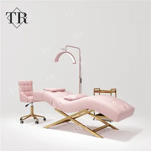 Turri Curved Pink Eyelash Eye Lash Luxury Massage Couch Lashista Stretcher Extension Lounger Cosmetics Recliner Bed Table Chair
