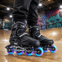 Patins à roulettes pour débutants, embout résistant aux chocs, longueur réglable, roues entièrement lumineuses, résistantes à l'usure, en PU