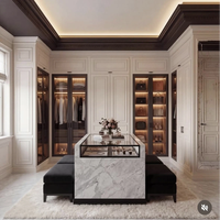 Armoire de chambre à coucher moderne multifonctionnelle en bois Aige Custom, style élégant avec porte en verre pour appartement et villa
