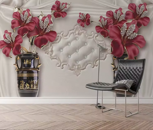 Mural de Diamantes Florales 3D de Lujo para Decoración de Interiores, Papel Tapiz de Estilo <span class=keywords><strong>Corte</strong></span> Europea, Decoración del Hogar - Product Image 4