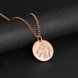 Amuleto Vudú Veve Papa Legba, Colgante de Disco con Patrón de Logotipo Personalizado en Acero Inoxidable, Collar Talismán <span class=keywords><strong>Hoodoo</strong></span> Dorado para Hombre, Estilo Hip Hop - Product Image 4