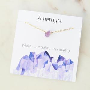 <strong>Boho</strong> February Birthstone Healing Crystal Jewelry,Amethyst Quartz Gemstone <strong>Necklace</strong> for Raw Stone Birthday Gift - Product Image 4
