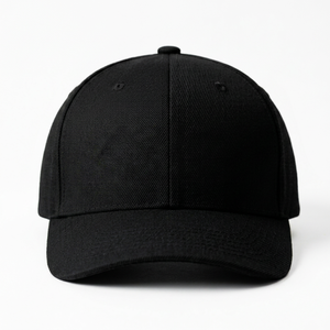 Gorra de Béisbol Personalizada de 5 Paneles Estructurados con Logotipo Bordado en el Panel Frontal, Ajustable, de Poliéster Negro para Deportes - Product Image 1