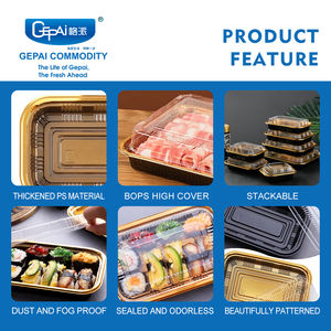 Bandeja De <span class=keywords><strong>Sushi</strong></span> De Plástico Por Atacado De Alta Qualidade com Tampa Limpa Caixa De Placas De Plástico Durável para Servir e Armazenar <span class=keywords><strong>Sushi</strong></span> - Product Image 6