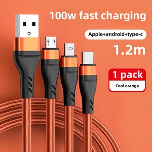 100W Bạch Kim Ba-trong-một 6A Nhanh Chóng Sạc Cáp Dữ Liệu Bện Tai Nghe TPE Tương Thích Cho <span class=keywords><strong>Android</strong></span> Lưới Đánh Cá Dệt Phong Cách Hộp - Product Image 6