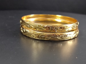 925 Sterling Silver Gold Plated 8Mm Rộng <span class=keywords><strong>Bangle</strong></span> Handmade Khắc Hawaii Plumeria Đồ Trang Sức Cổ <span class=keywords><strong>Bangle</strong></span> - Product Image 4