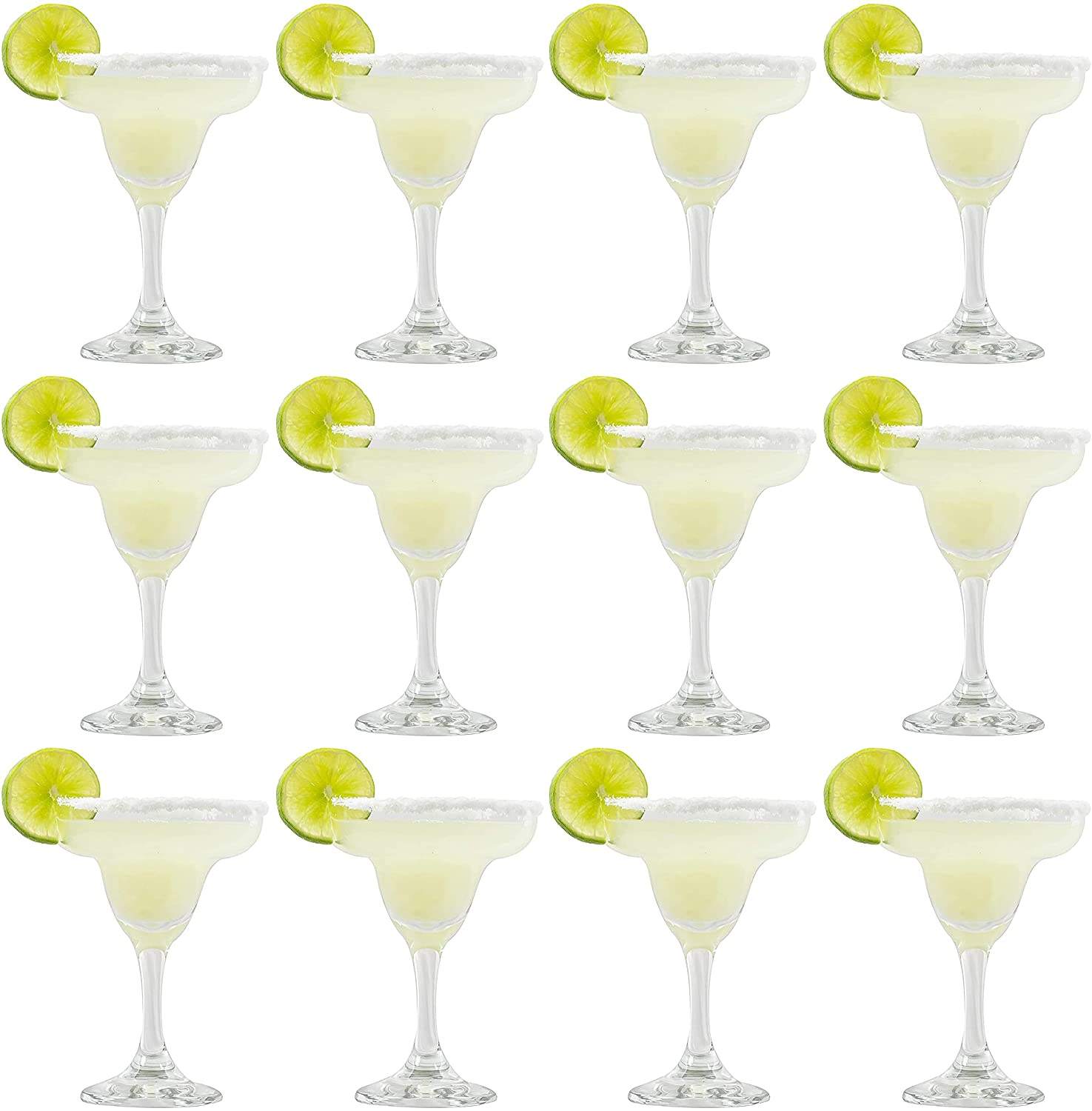 9oz 12 Piece Margarita Glass Set Classic for Drinking Margaritas Pina Coladas, Daiquiris, and Other Cocktails glasses