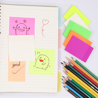 Fournitures scolaires Foska 75*50mm bloc-notes étanche 7 couleurs fluorescentes adhésif fort Transparent PET Notes autocollantes pour le bureau