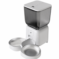 Distributeur automatique de nourriture pour animaux de compagnie 4,5 L en acier inoxydable double, avec caméra, minuterie, télécommande, Wi-Fi intelligent, alimenté par batterie, pour chats et chiens