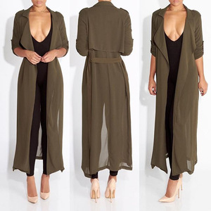 Women's Long Sleeve Chiffon Lightweight <strong>Maxi</strong> Sheer Duster <strong>Cardigan</strong> - Product Image 4